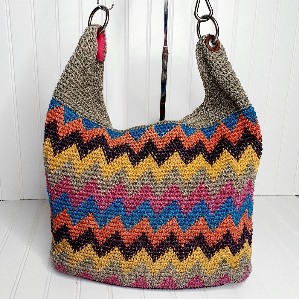 The Sak Multicolor Crochet Zigzag Hobo Bag